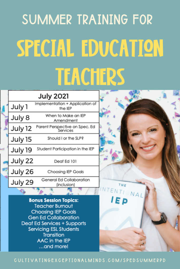 Summer PD Sessions for Special Education Teachers • Cultivating
