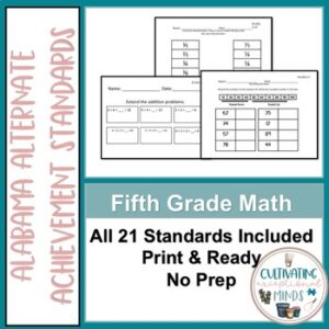 Alabama Alternate Achievement Standards COMPLETE 5th Math BUNDLE