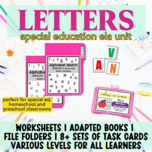 All about Letters Units Special Ed Task boxes special education alphabet Bundle