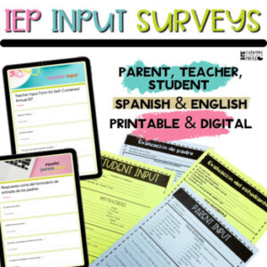 Parent Survey | Special education Teacher input forms English & Spanish Digital