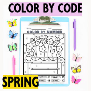 Spring Color By Numbers Pack Add Subtract Color by Code CVC words & counting