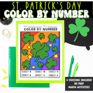 St. Patrick's Day March Color By Numbers, Shapes Addition & Subtraction