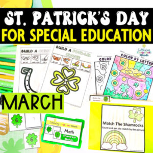 St. Patricks Day March Color By Numbers Task Cards for Special Education